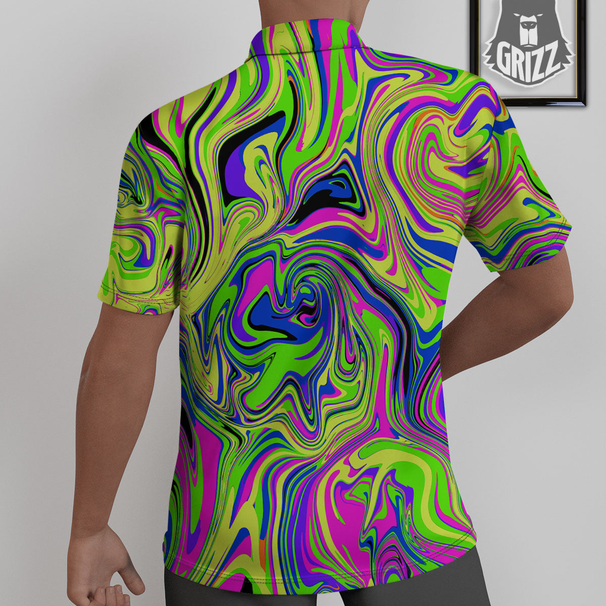 Trippy Abstract Neon Print Untucked Shirts-grizzshop