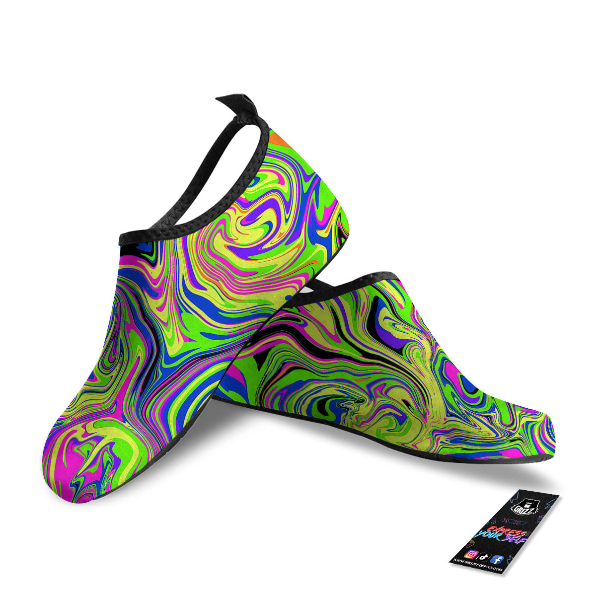 Trippy Abstract Neon Print Water Shoes-grizzshop