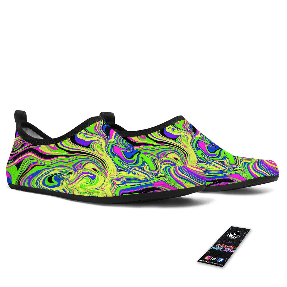 Trippy Abstract Neon Print Water Shoes-grizzshop