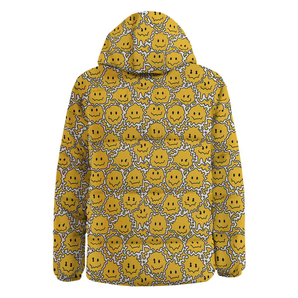 Trippy Abstract Psychedelic Emoji Print Down Jacket-grizzshop