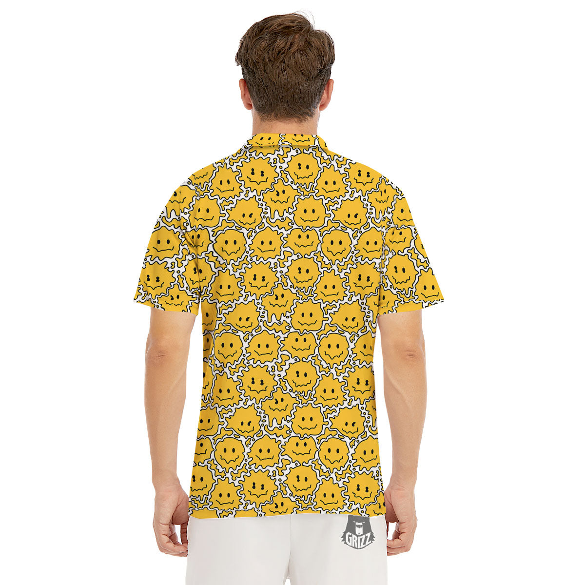 Trippy Abstract Psychedelic Emoji Print Men's Golf Shirts-grizzshop