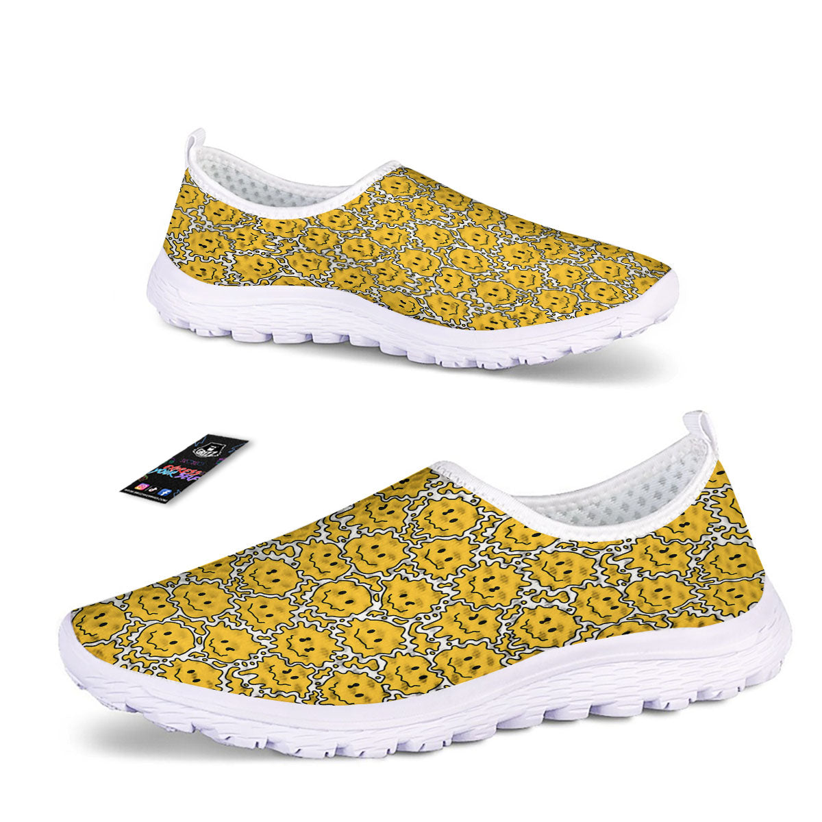 Trippy Abstract Psychedelic Emoji Print Nurse Shoes-grizzshop