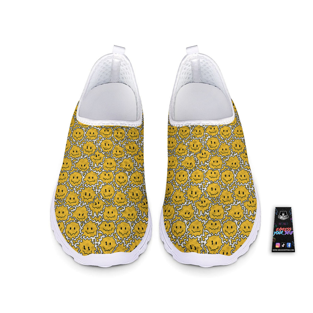 Trippy Abstract Psychedelic Emoji Print Nurse Shoes-grizzshop