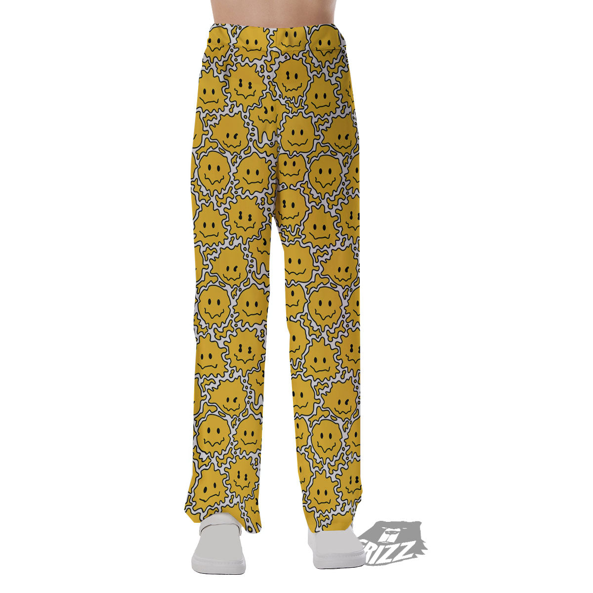 Trippy Abstract Psychedelic Emoji Print Pajama Pants-grizzshop