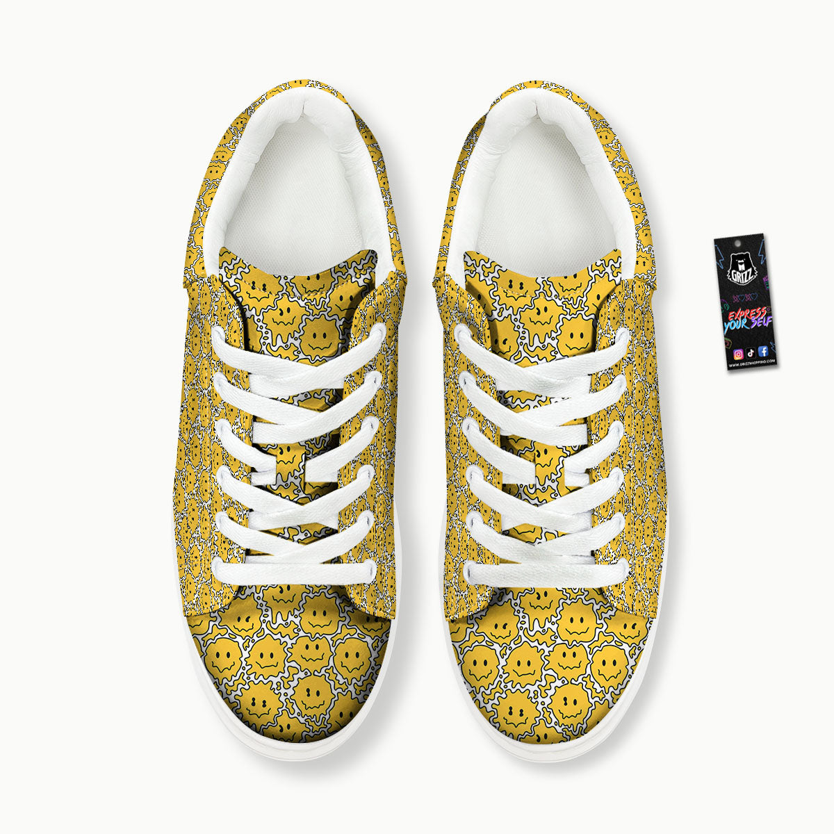 Trippy Abstract Psychedelic Emoji Print Platform Shoes-grizzshop