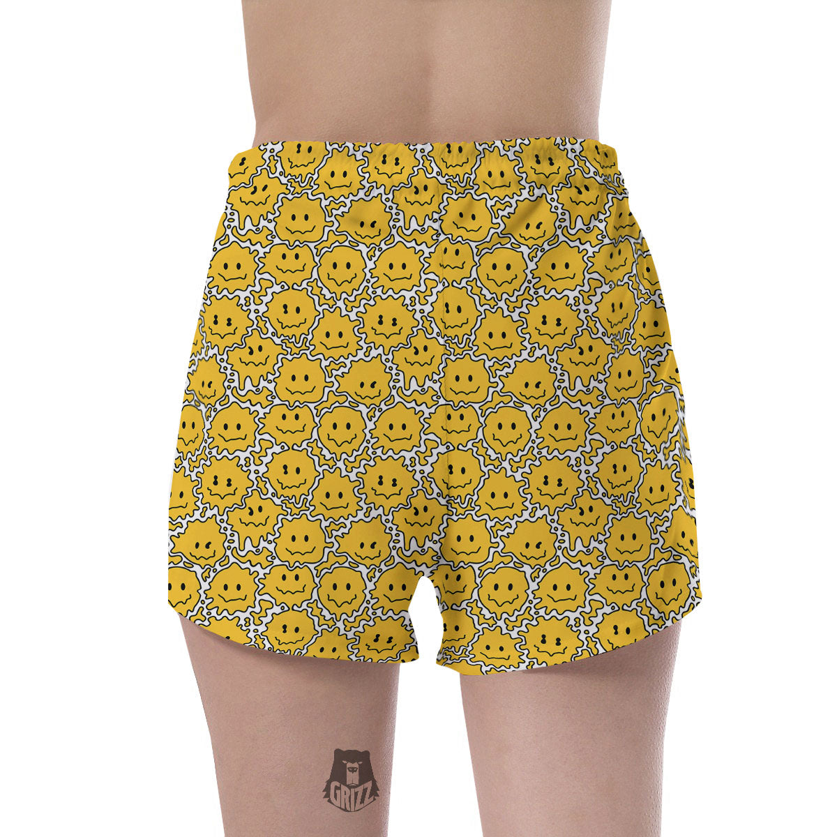 Trippy Abstract Psychedelic Emoji Print Women's Shorts-grizzshop