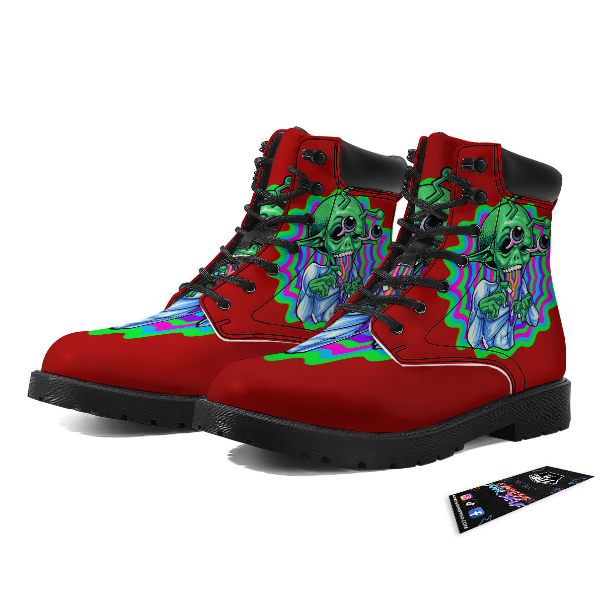 Trippy Alien Crazy Print Boots-grizzshop