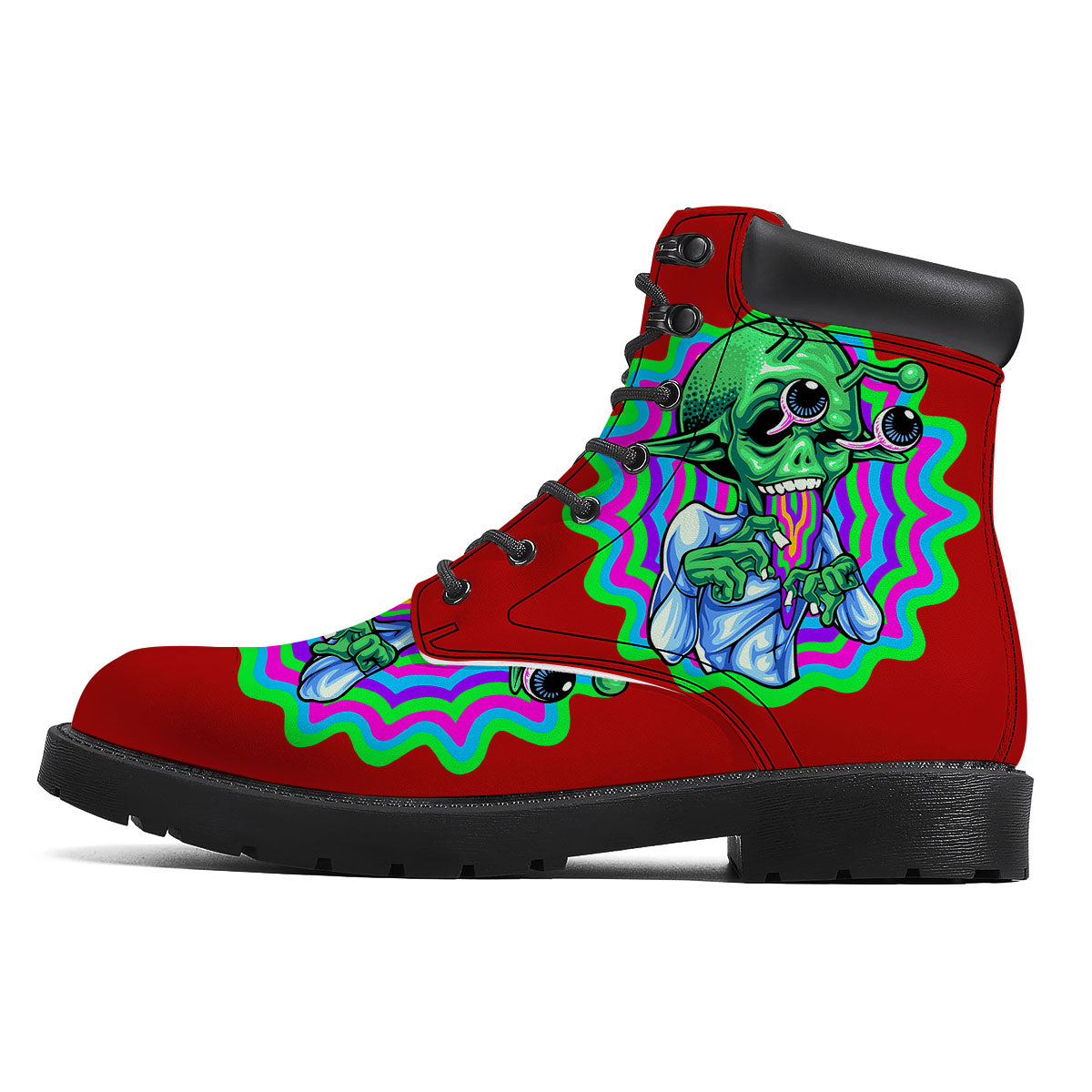 Trippy Alien Crazy Print Boots-grizzshop