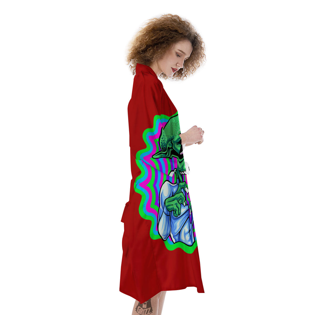 Trippy Alien Crazy Print Kimono-grizzshop