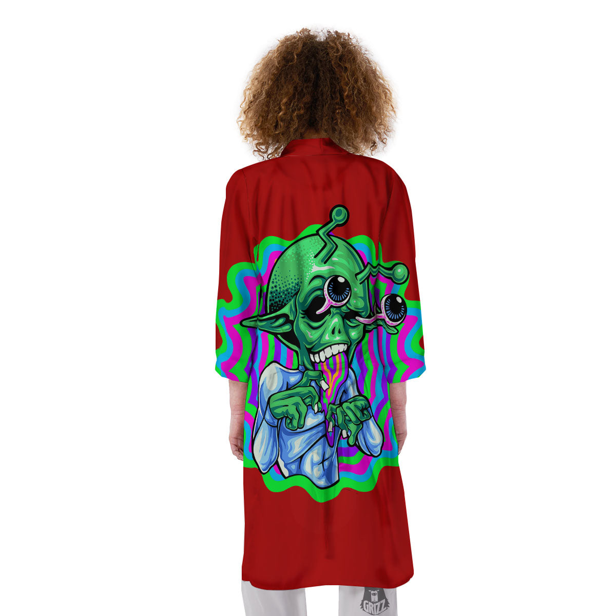 Trippy Alien Crazy Print Kimono-grizzshop