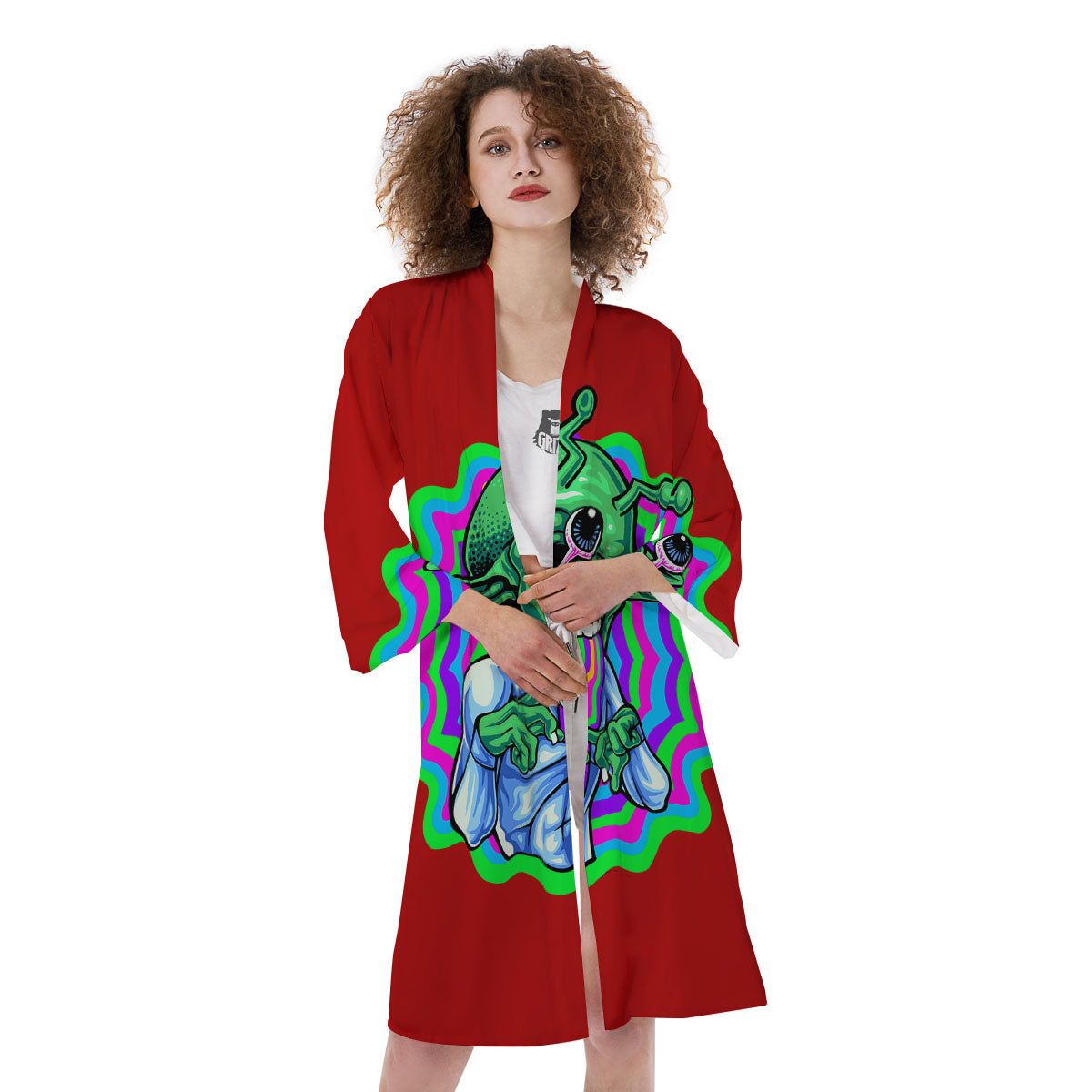 Trippy Alien Crazy Print Kimono-grizzshop