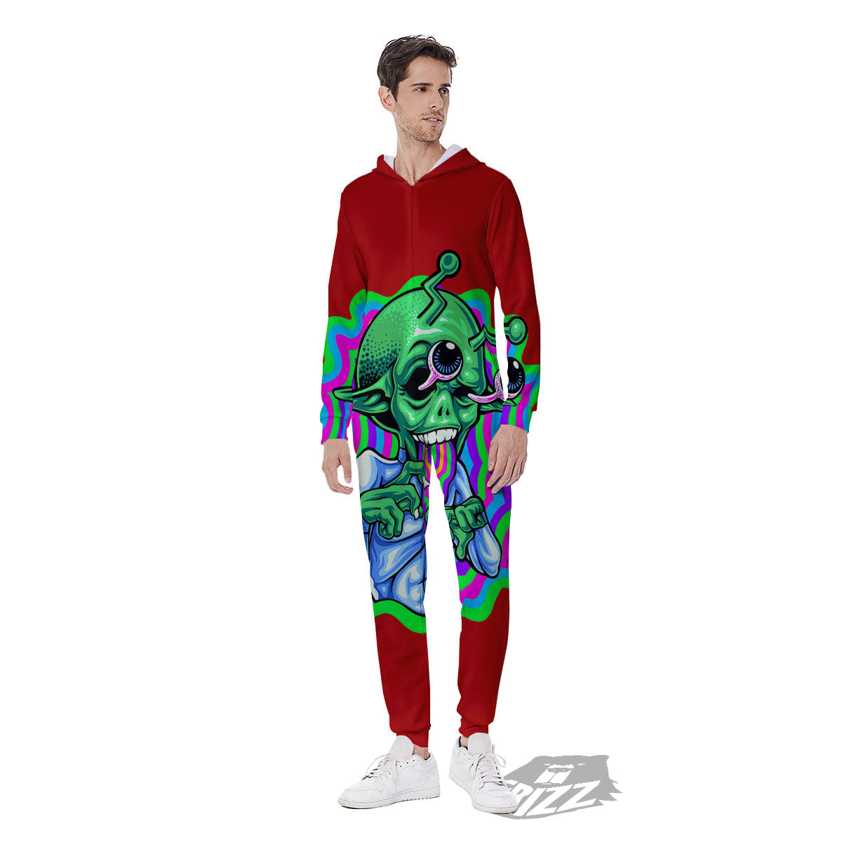 Trippy Alien Crazy Print Men's Jumpsuit-grizzshop