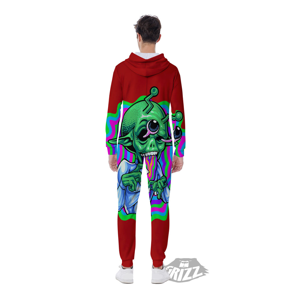 Trippy Alien Crazy Print Men's Jumpsuit-grizzshop