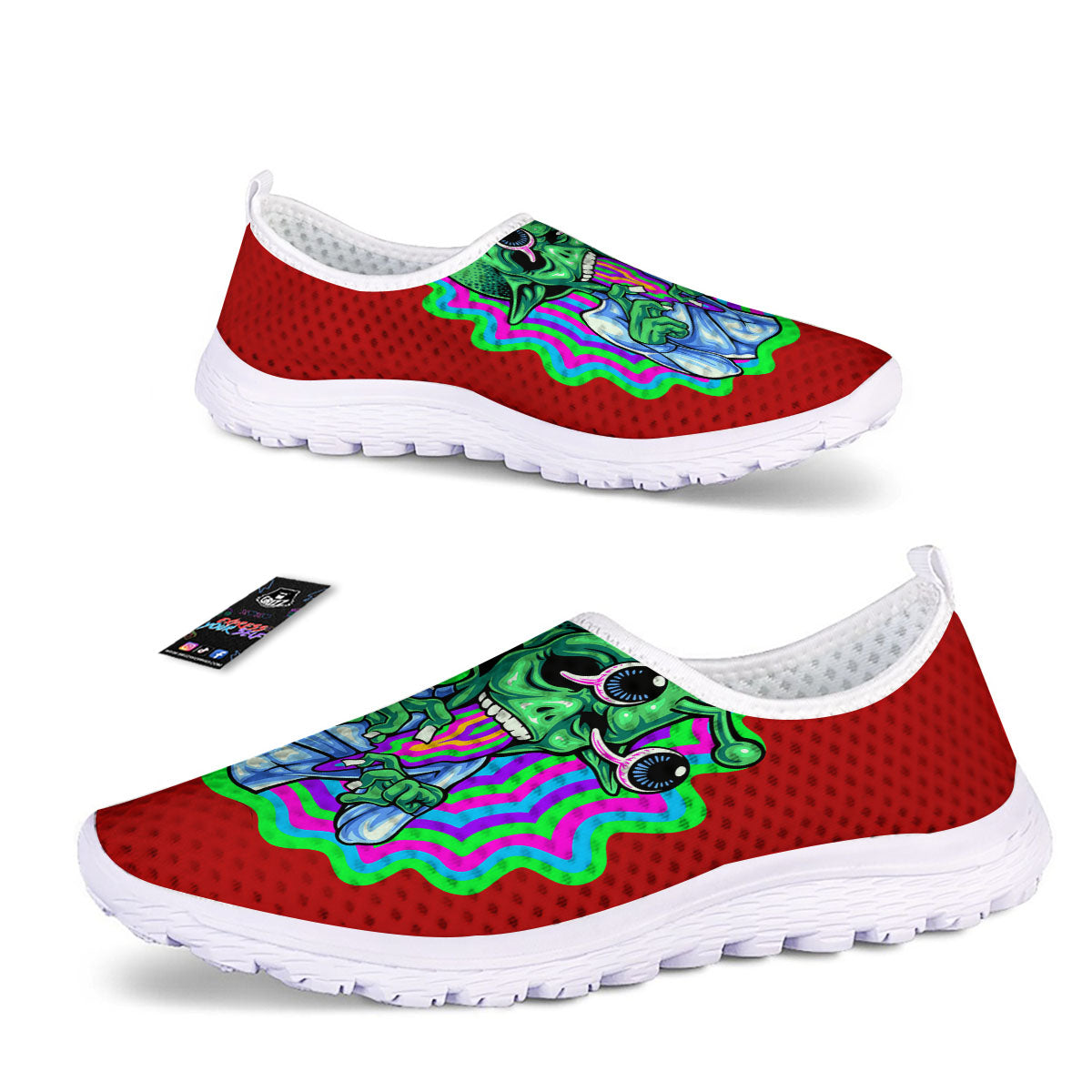 Trippy Alien Crazy Print Nurse Shoes-grizzshop