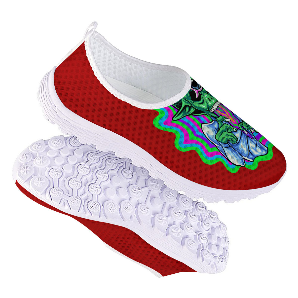 Trippy Alien Crazy Print Nurse Shoes-grizzshop