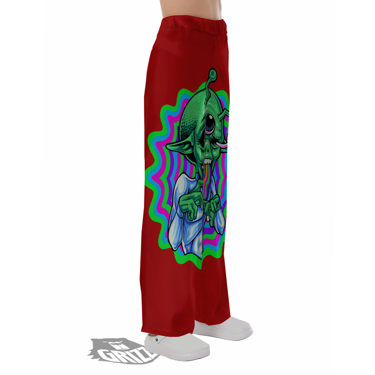 Trippy Alien Crazy Print Pajama Pants-grizzshop