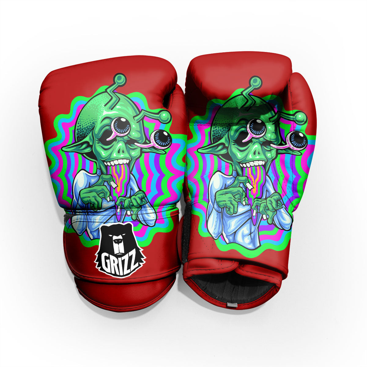 Trippy Alien Crazy Print Sparring Gloves-grizzshop