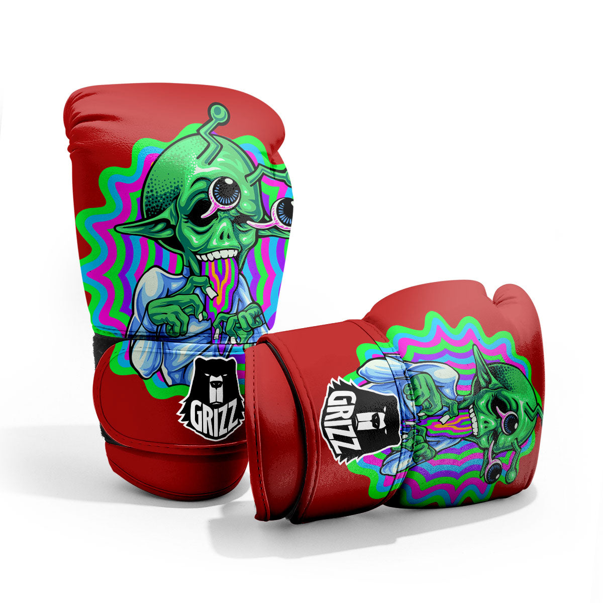 Trippy Alien Crazy Print Sparring Gloves-grizzshop