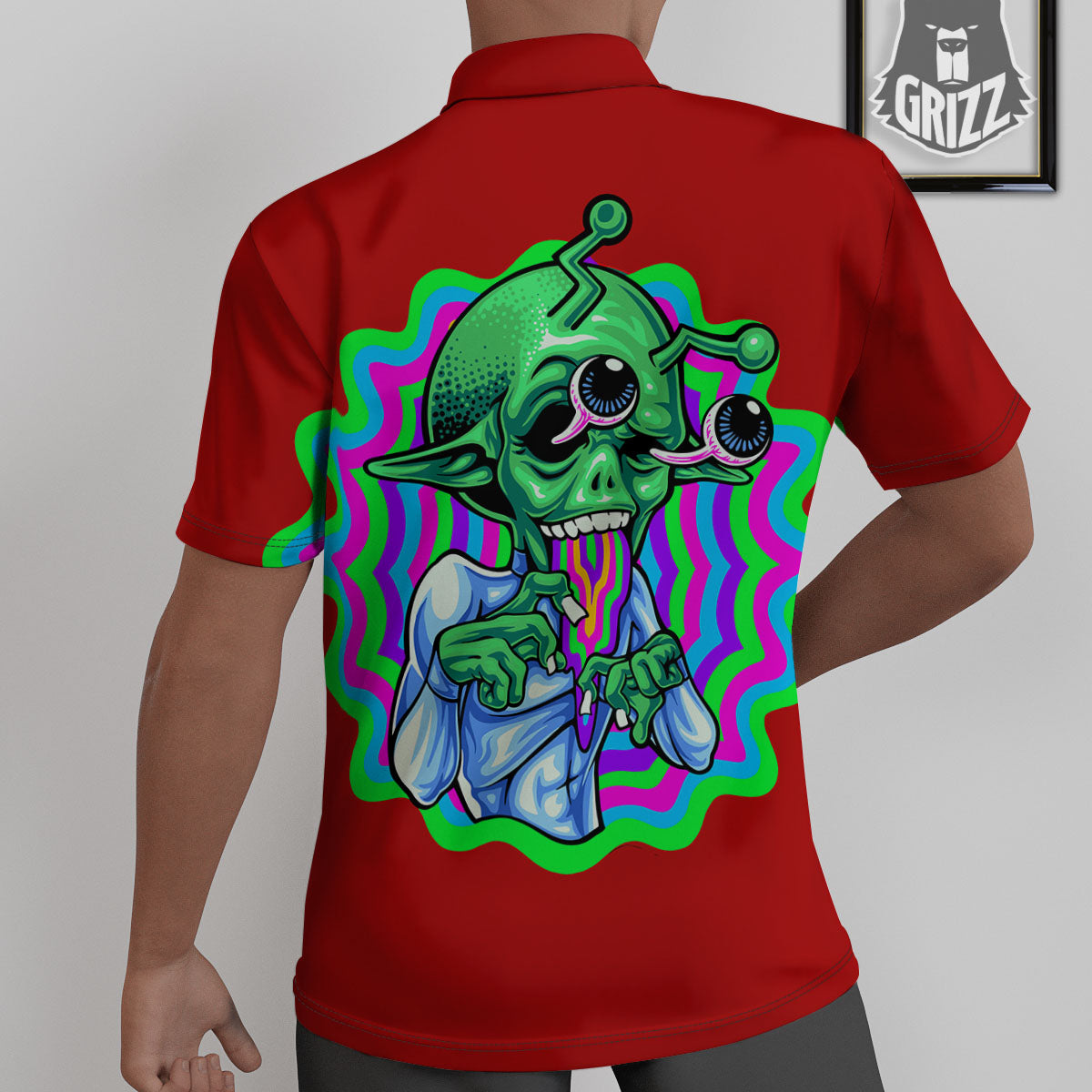 Trippy Alien Crazy Print Untucked Shirts-grizzshop