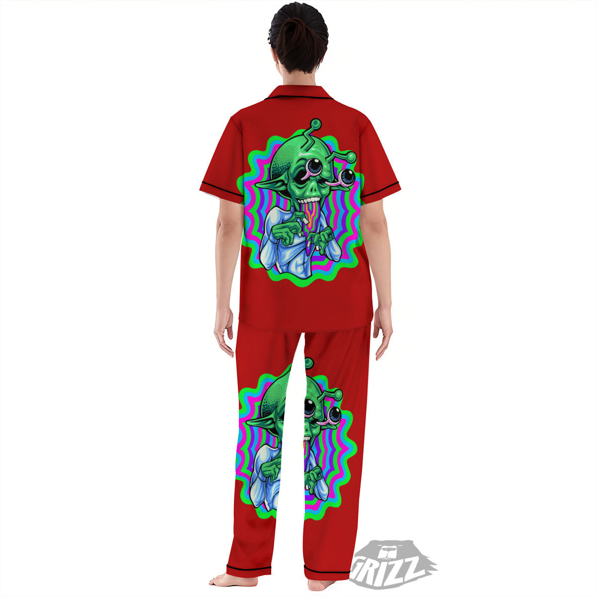 Trippy Alien Crazy Print Women's Pajamas Set-grizzshop