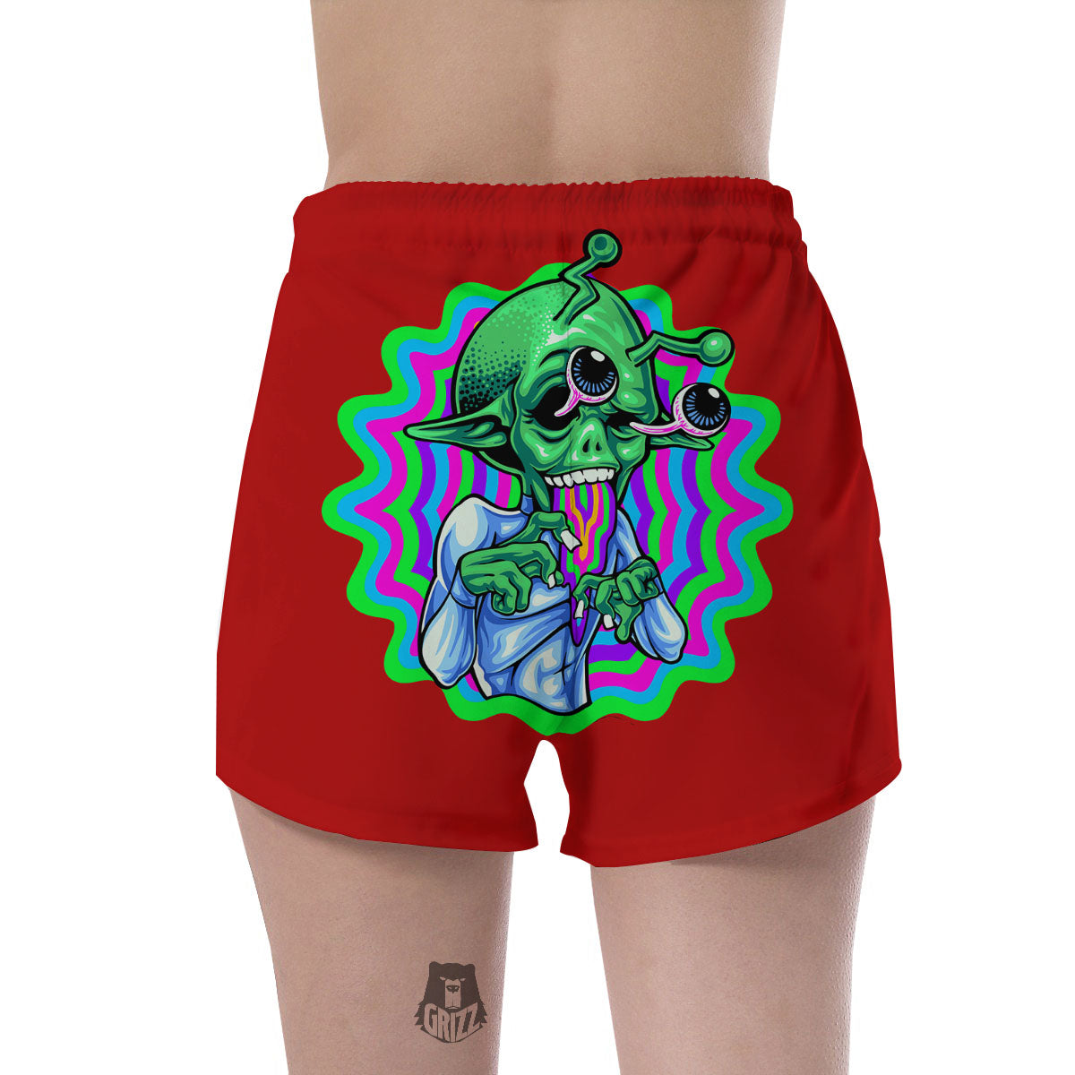 Trippy Alien Crazy Print Women's Shorts-grizzshop