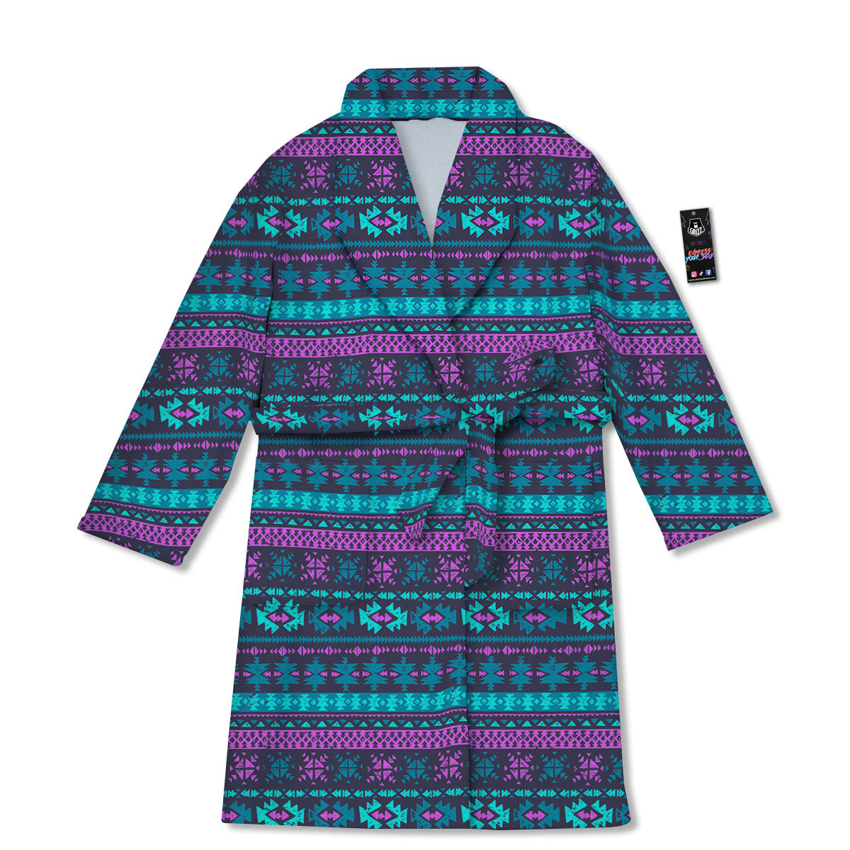 Trippy Ethnic Aztec Print Bathrobe-grizzshop