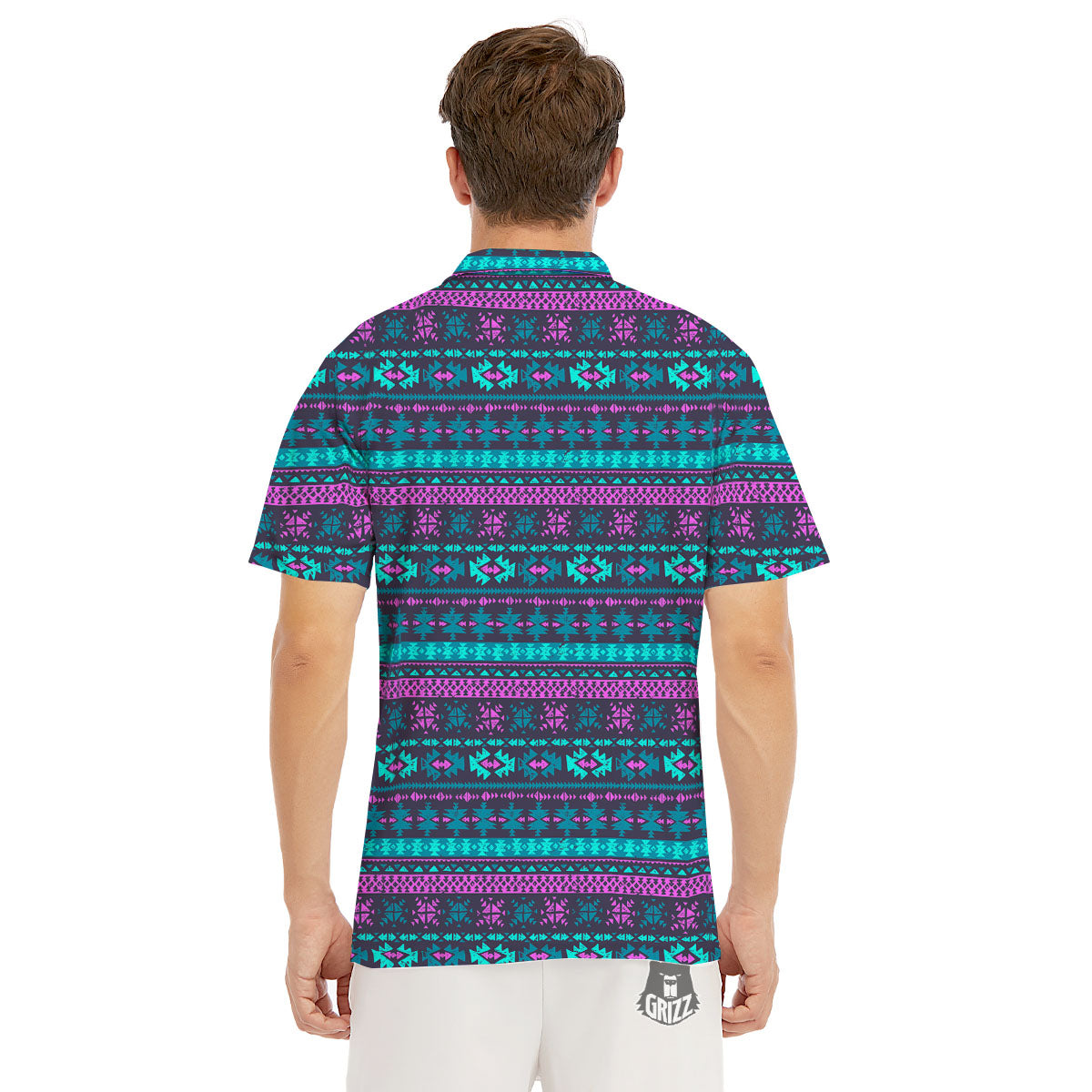 Trippy Ethnic Aztec Print Men's Golf Shirts-grizzshop