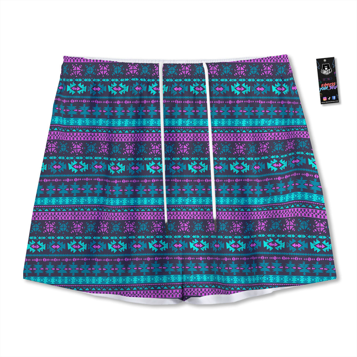 Trippy Ethnic Aztec Print Mesh Shorts