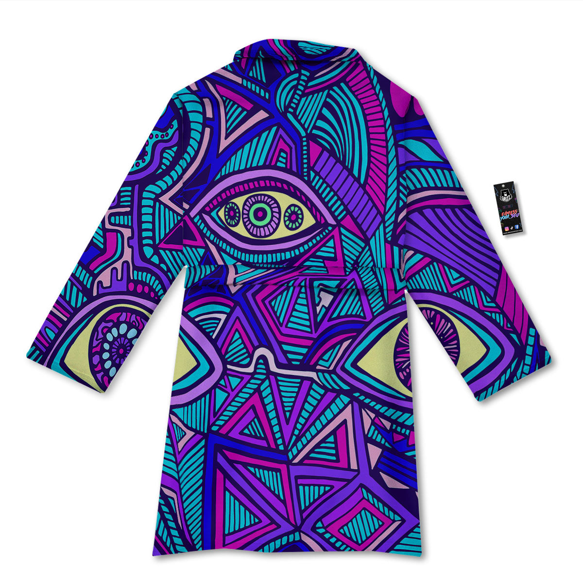 Trippy Ethnic Psychedelic Print Bathrobe-grizzshop
