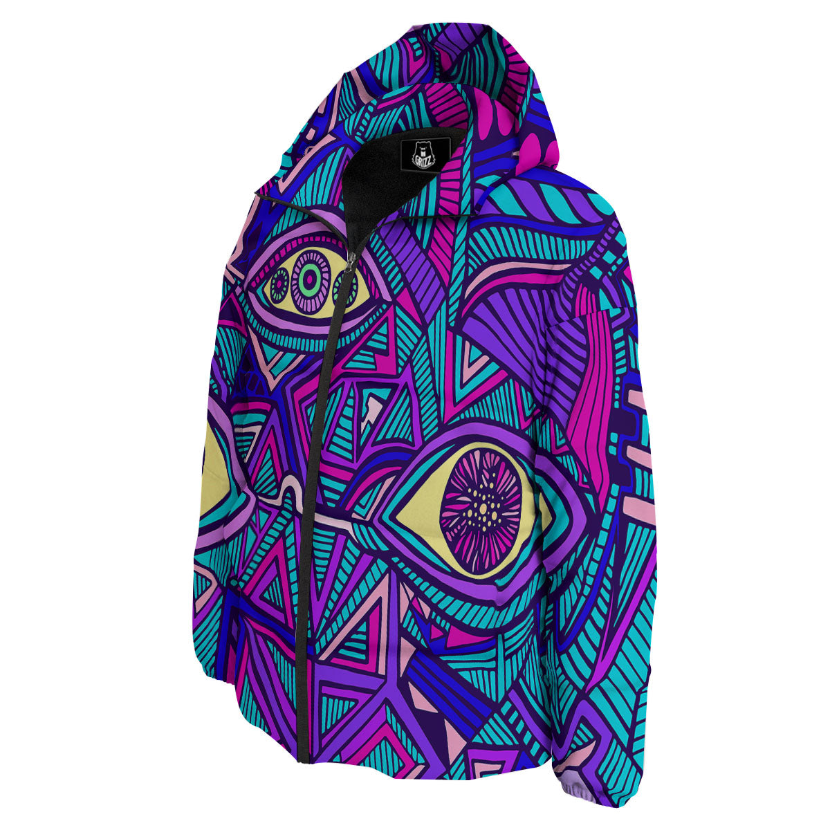 Trippy Ethnic Psychedelic Print Down Jacket-grizzshop