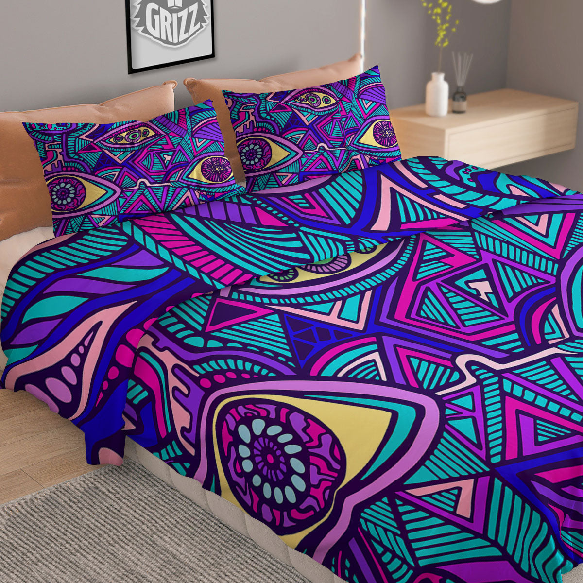 Trippy Ethnic Psychedelic Print Duvet Cover Bedding Set