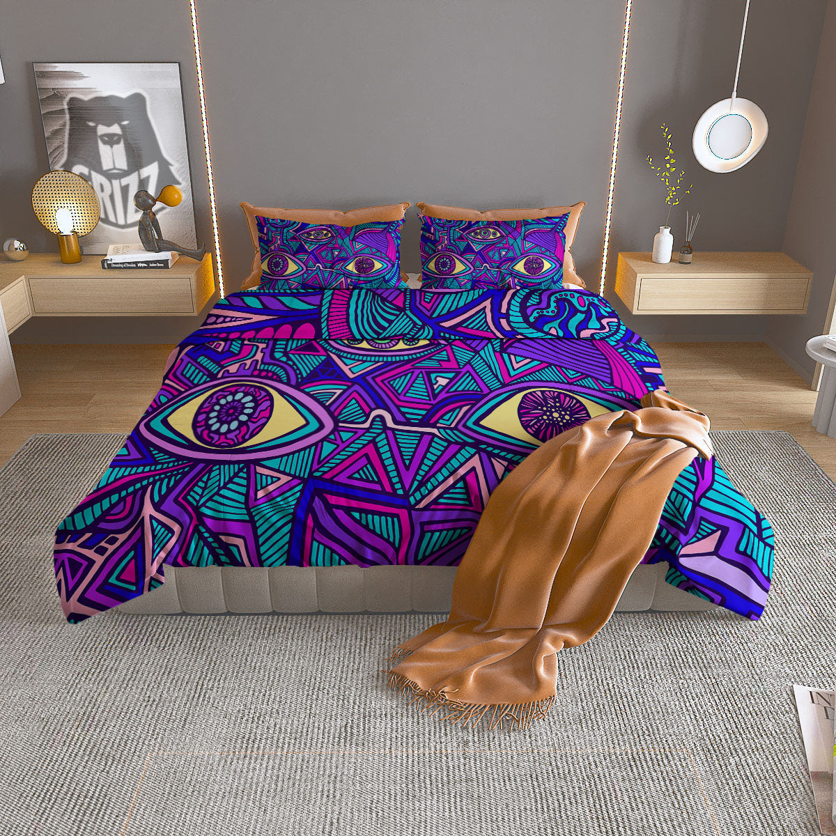 Trippy Ethnic Psychedelic Print Duvet Cover Bedding Set