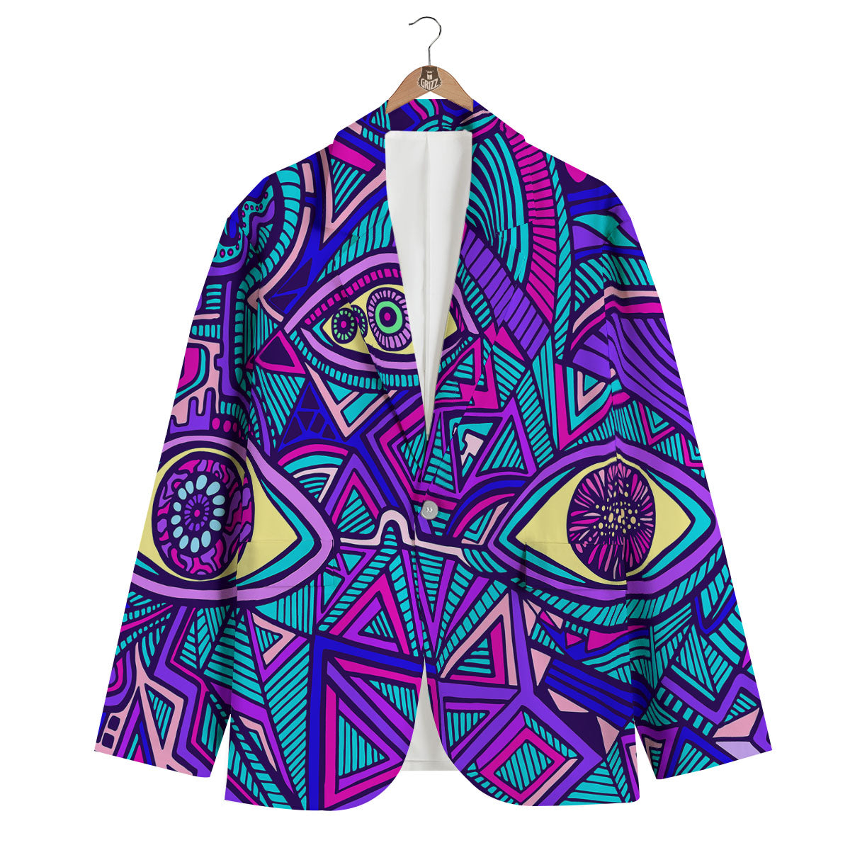 Trippy Ethnic Psychedelic Print Men's Blazer-grizzshop