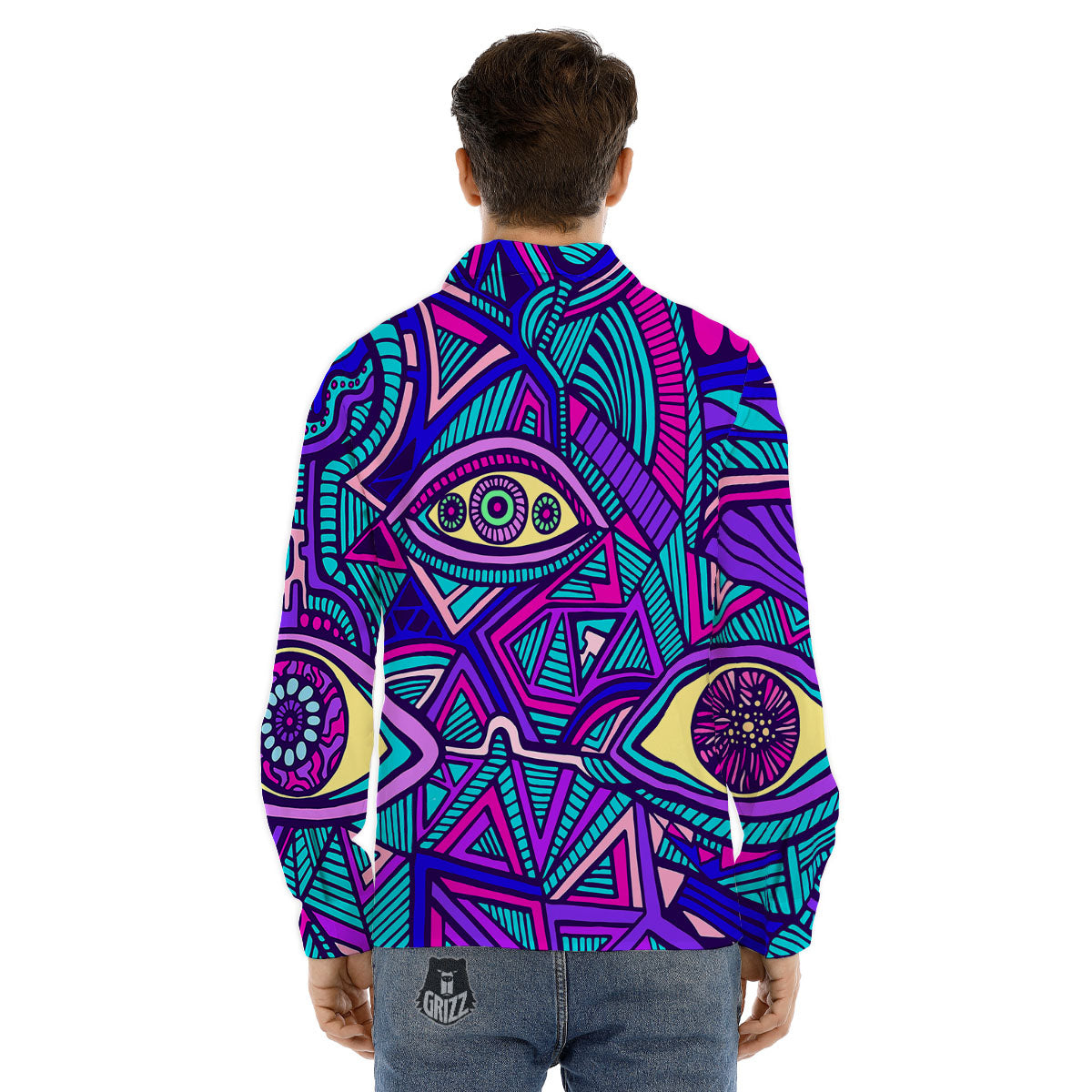 Trippy Ethnic Psychedelic Print Men's Dress Shirts-grizzshop