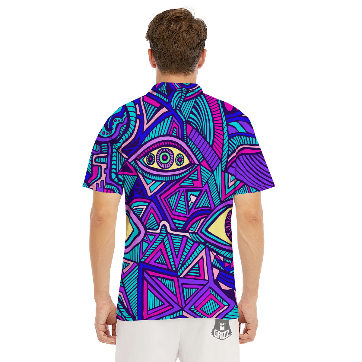 Trippy Ethnic Psychedelic Print Men's Golf Shirts-grizzshop