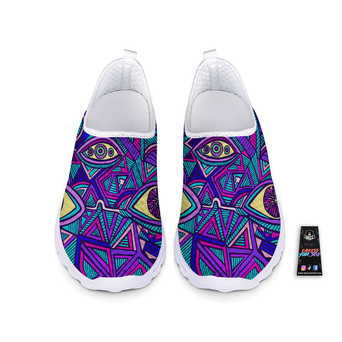 Trippy Ethnic Psychedelic Print Nurse Shoes-grizzshop