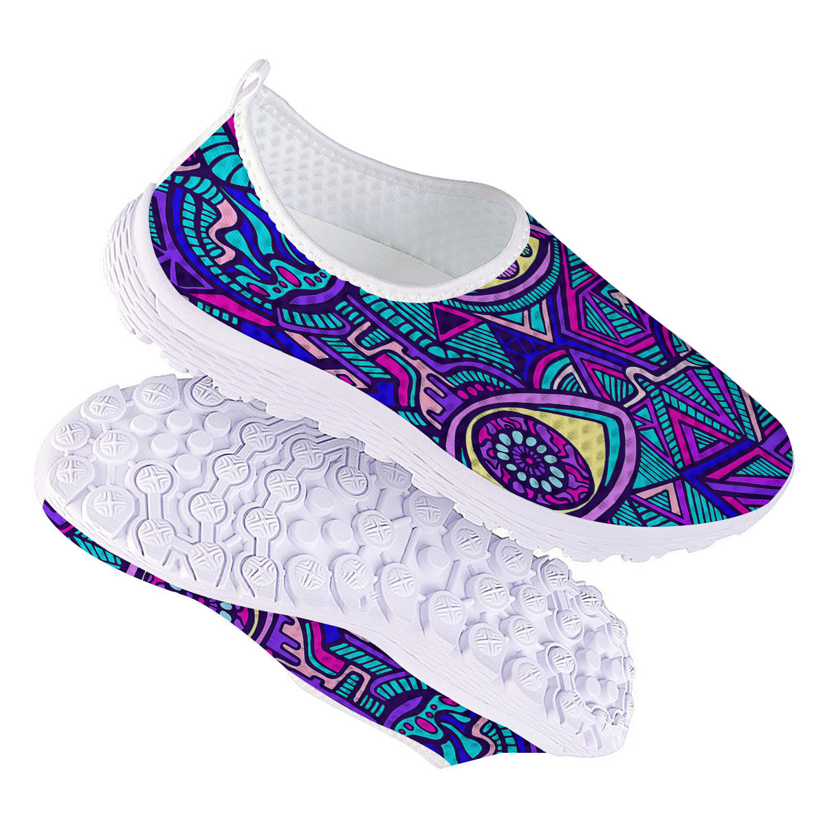 Trippy Ethnic Psychedelic Print Nurse Shoes-grizzshop