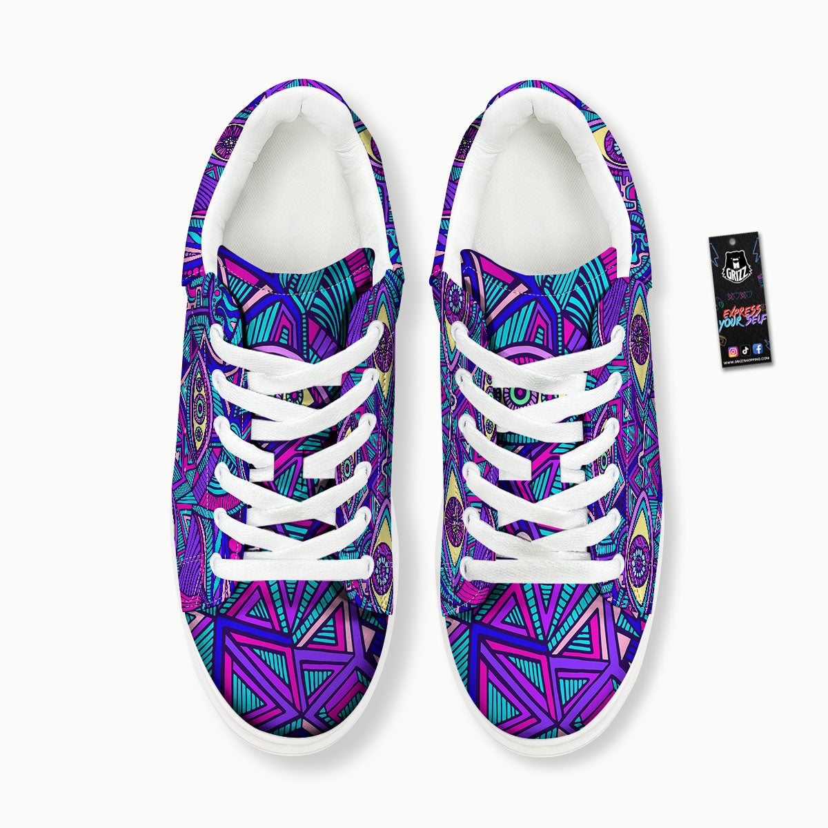 Trippy Ethnic Psychedelic Print Platform Shoes-grizzshop