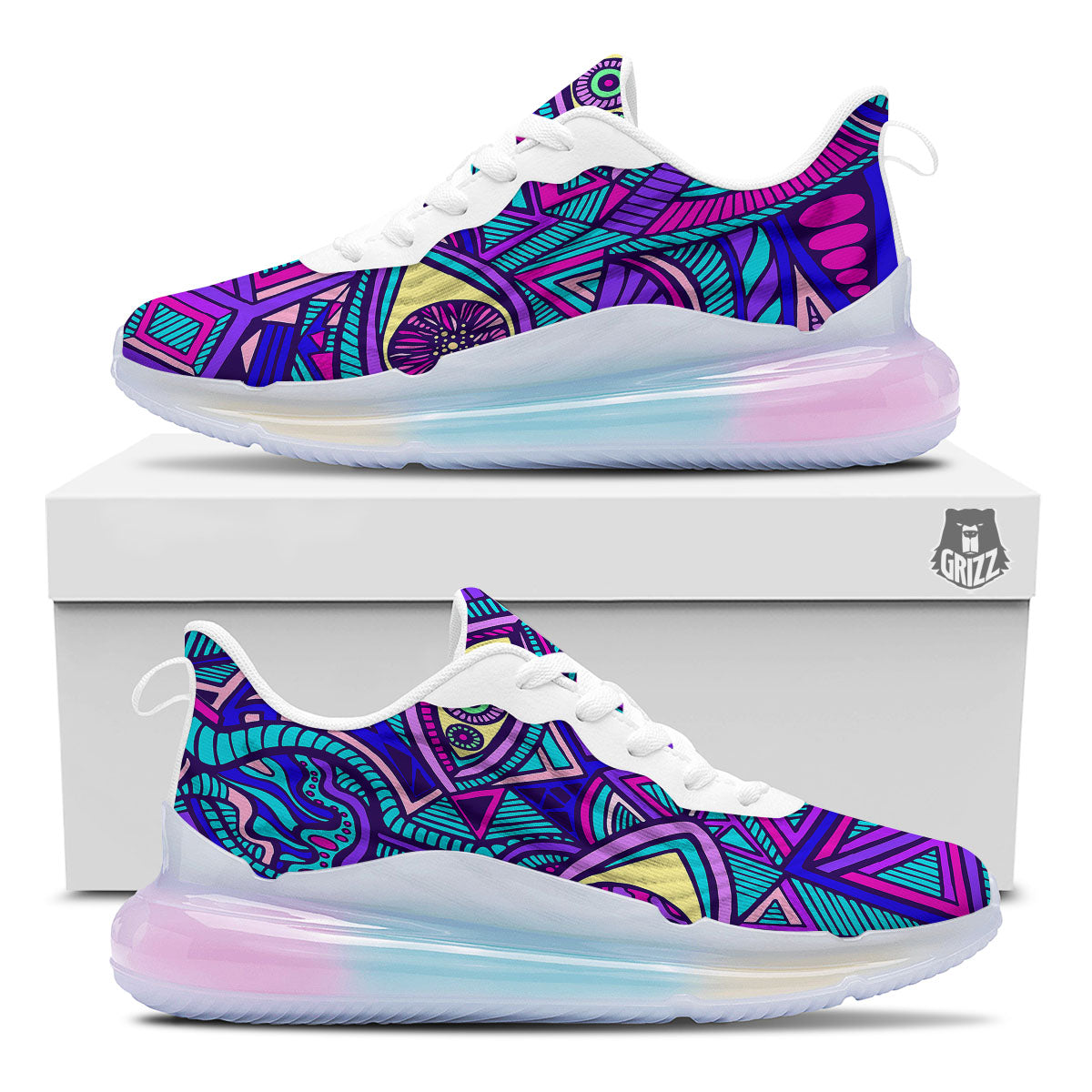 Trippy Ethnic Psychedelic Print Running Sneakers-grizzshop