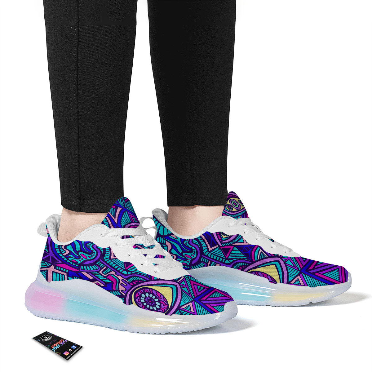 Trippy Ethnic Psychedelic Print Running Sneakers-grizzshop