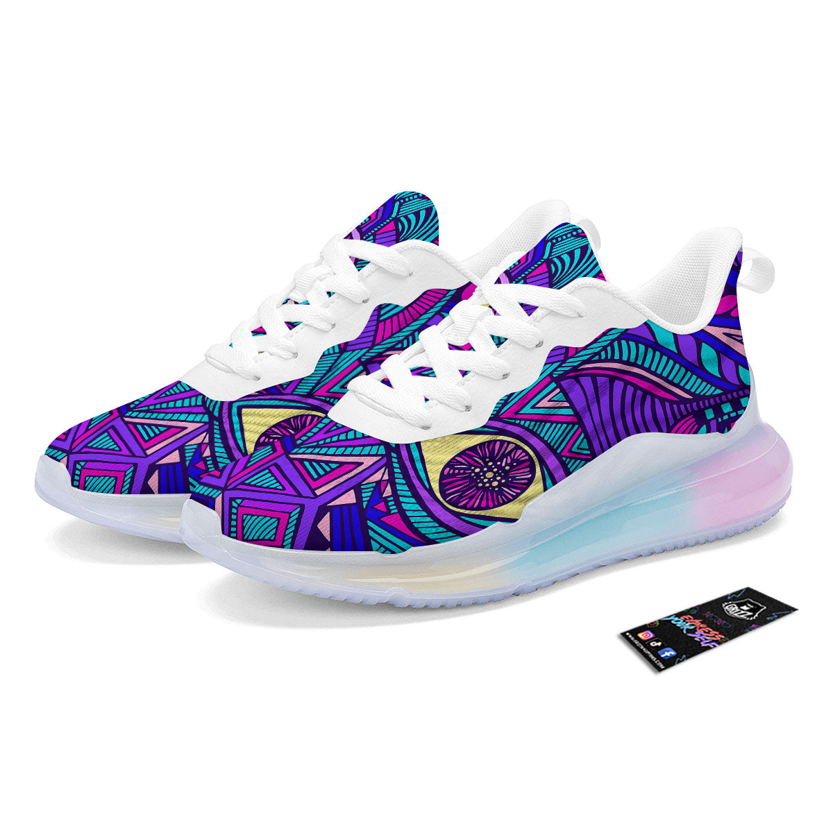 Trippy Ethnic Psychedelic Print Running Sneakers-grizzshop