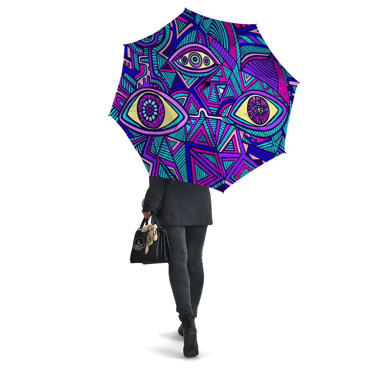 Trippy Ethnic Psychedelic Print Umbrella-grizzshop