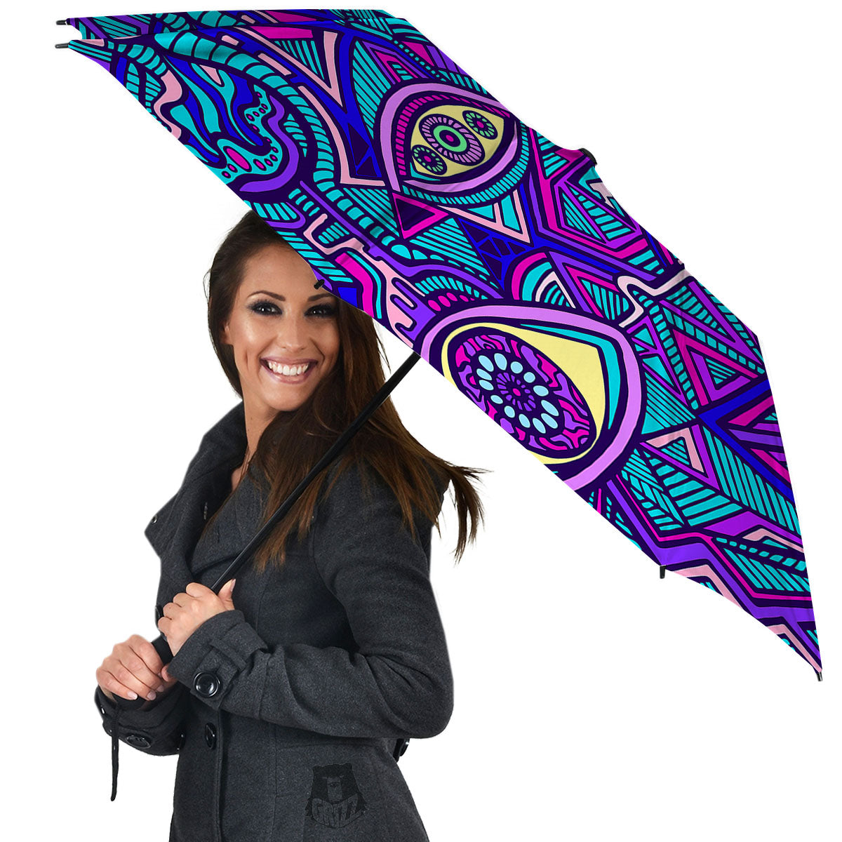 Trippy Ethnic Psychedelic Print Umbrella-grizzshop