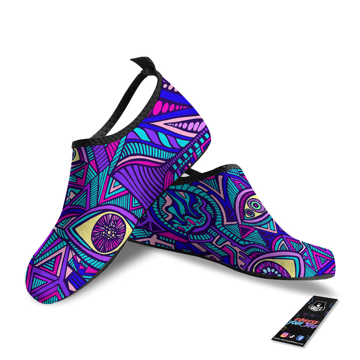 Trippy Ethnic Psychedelic Print Water Shoes-grizzshop