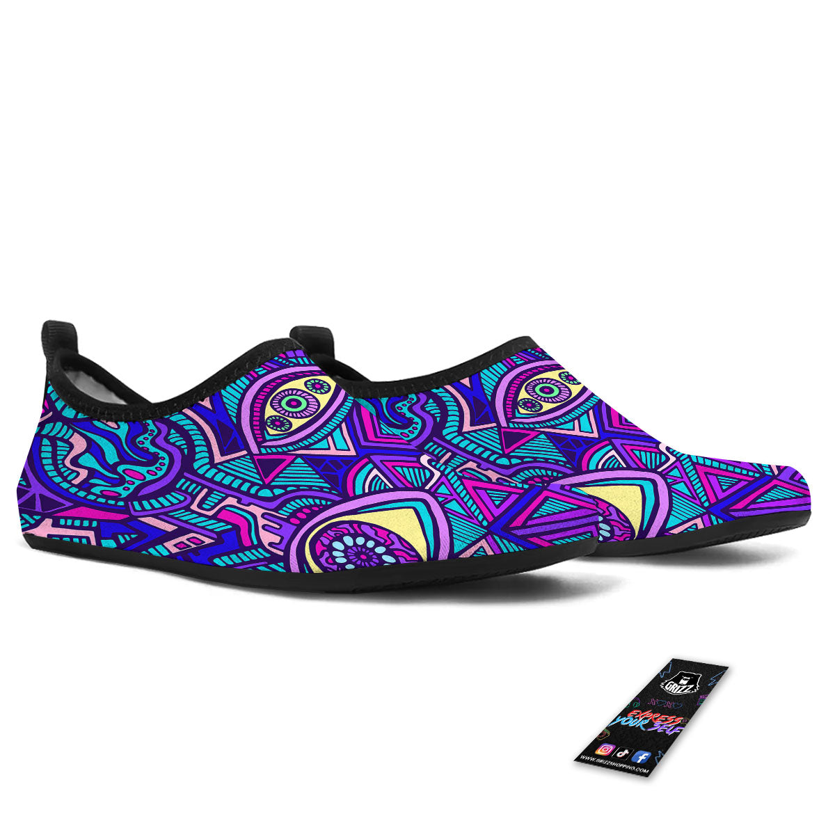 Trippy Ethnic Psychedelic Print Water Shoes-grizzshop