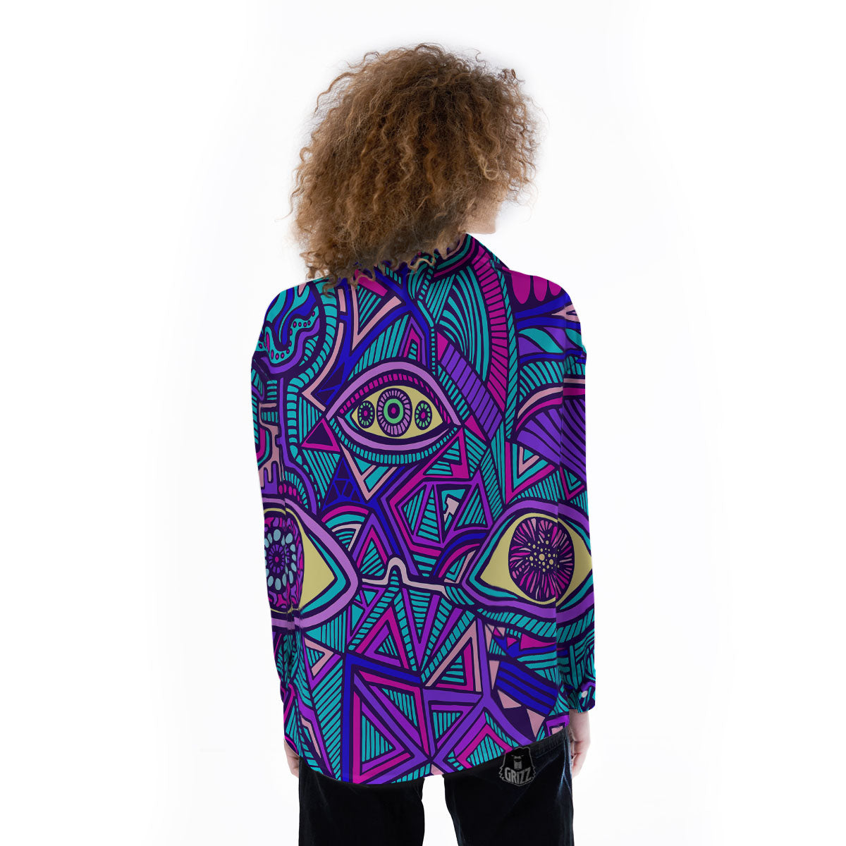 Trippy Ethnic Psychedelic Print Women's Long Sleeve Shirts-grizzshop