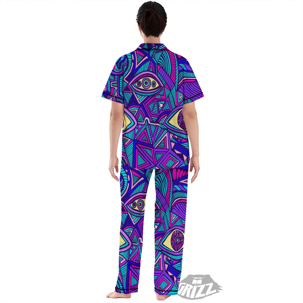Trippy Ethnic Psychedelic Print Women's Pajamas Set-grizzshop