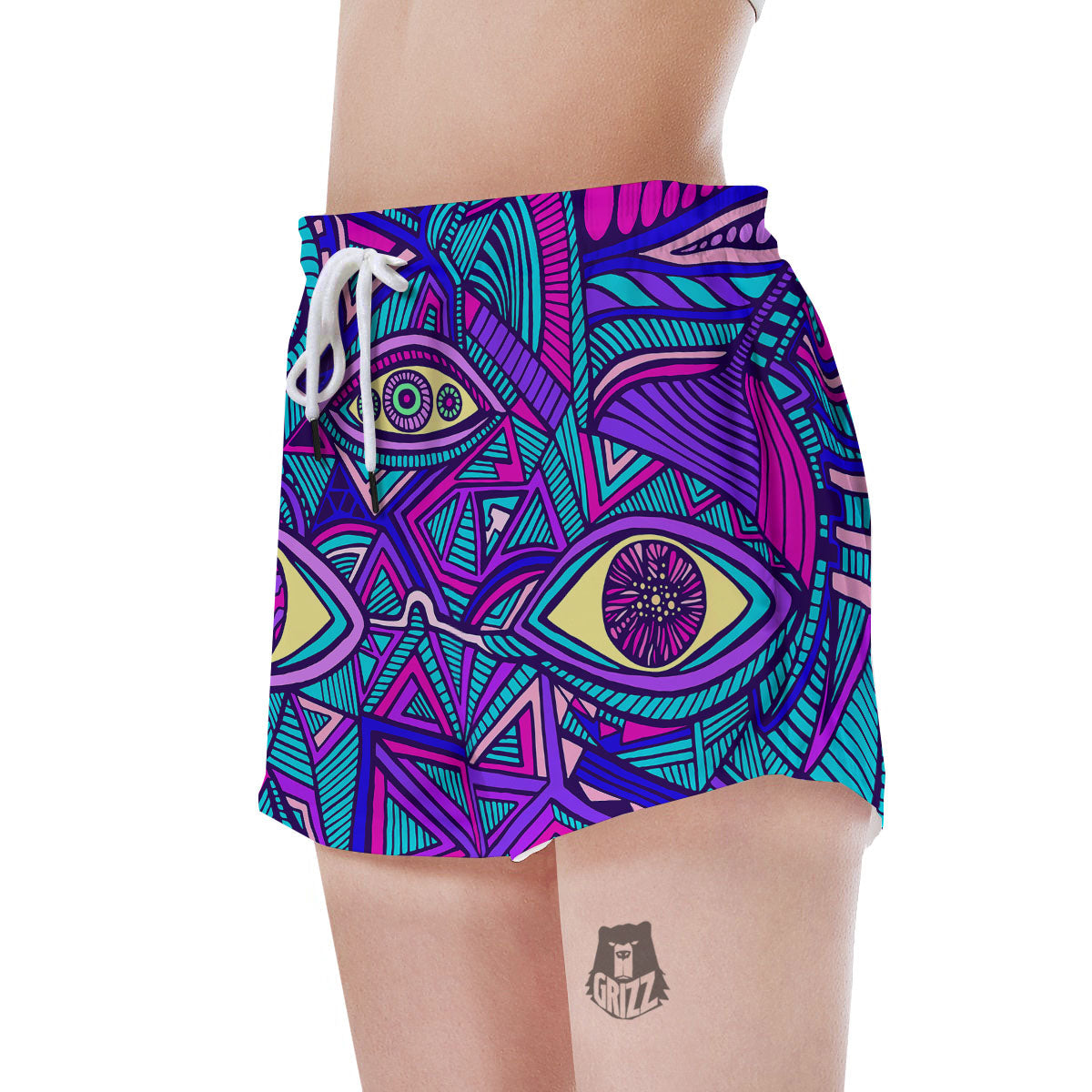 Trippy Ethnic Psychedelic Print Women's Shorts-grizzshop