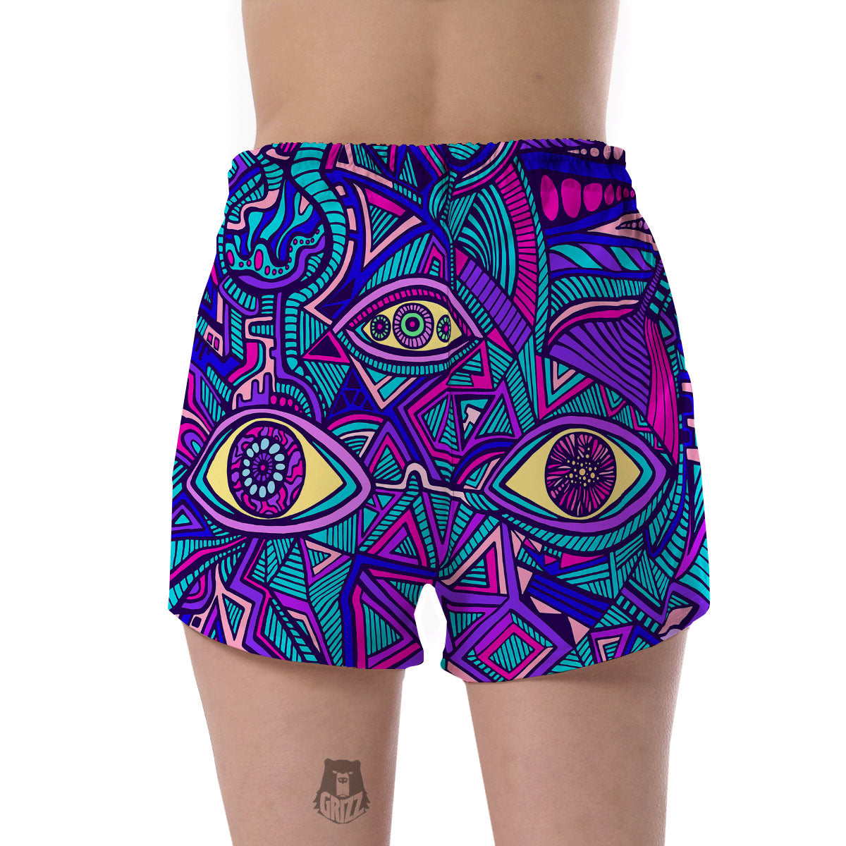 Trippy Ethnic Psychedelic Print Women's Shorts-grizzshop
