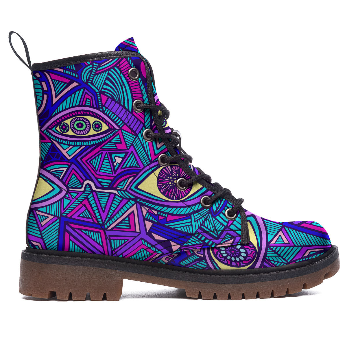 Trippy Ethnic Psychedelic Print Work Boots-grizzshop